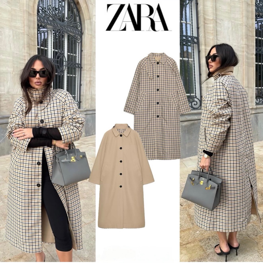 Zara Reversible Plaid Trenchcoat Zw Collection